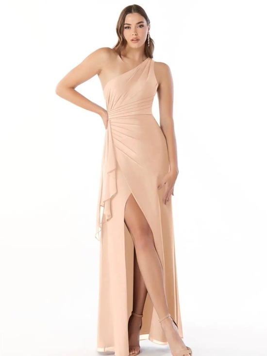 Azazie Dresses & Skirts - Azazie Maive One-Shoulder Blush Evening Gown, NWT, size 16